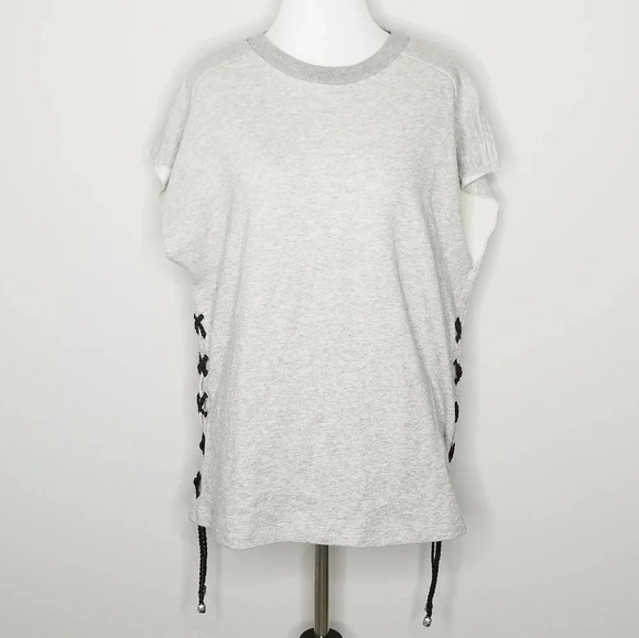 NWT Black Orchid Gray Sleeveless Lace Up Detail Sweatshirt S - Picture 6 of 6